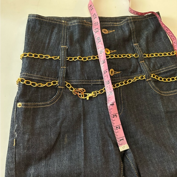 G-Unit Y2KVintage Super HighRise Embroidered Cross Wings Gold Chain Belt Jeans 3 - Picture 13 of 16